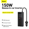 Автомобільний перетворювач напруги BASEUS In-car Inverter 150W (220V EU/CN) |2Sockets EU/CN 220V, 1USB/1Type-C, 0.4m| (CRNBQ-A01) black