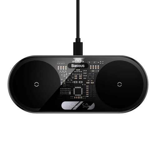 Зарядка Qi Baseus Digital LED Display 2in1 Wireless Charger Universal version |20W| black