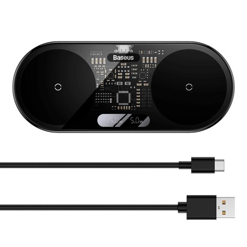 Зарядка Qi Baseus Digital LED Display 2in1 Wireless Charger Universal version |20W| black