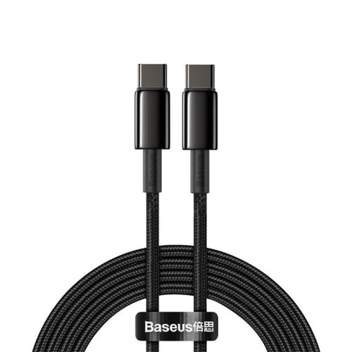 Кабель BASEUS Type-C to Type-C Tungsten Gold Fast Charging |2m, 100W, 5A| (CATWJ-A01) black