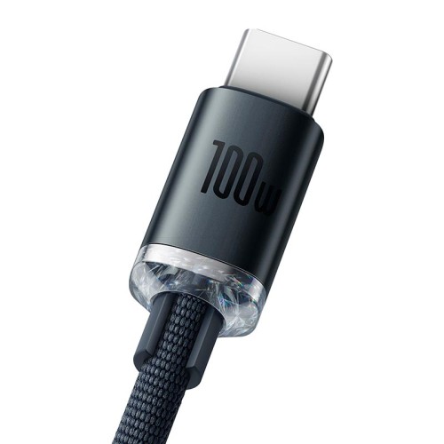 Кабель Baseus Type-C Crystal Shine Series Fast Charging Data Cable |2m, 100W| black