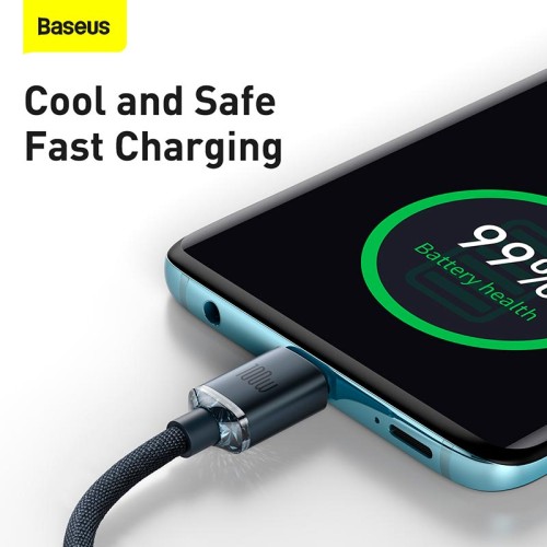 Кабель Baseus Type-C to Type-C Crystal Shine Series Fast Charging Data Cable |2m, 100W| black