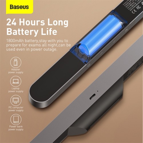 Універсальна лампа BASEUS Magnetic Stepless Dimming Charging Desk Lamp |4.5W, 1800mAh, 4-24h|  (DGXC-C0G) grey