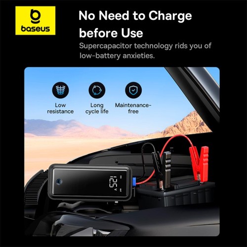 Пусковий пристрій (бустер) для авто Baseus Super Energy Mega Series Supercapacitor Car Jump Starter 3000A grey