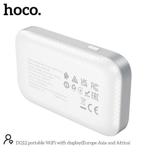 4G Портативний роутер HOCO Portable WiFi with display DQ12 (Europe Asia and Africa) |LTE, 150Mbps, 3.5h|| white