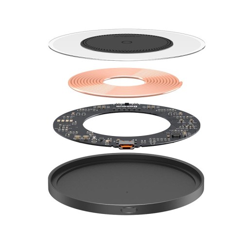 Зарядка Qi Baseus Simple 2 Wireless Charger 15W Cluster Black (Cable Type-C To Type-C 24W 12V/2A 1m) black