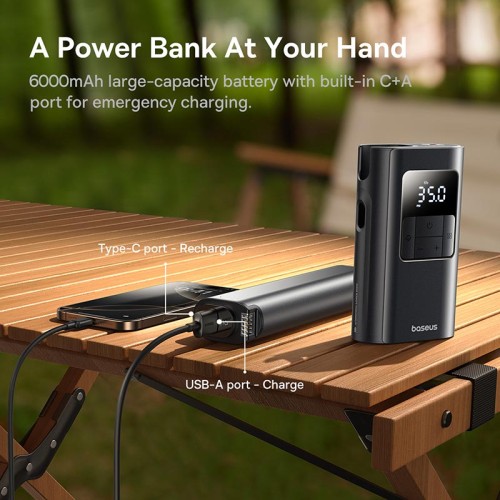 Портативний компресор для автомобіля  Baseus PrimeTrip Series Portable Bike Pump |20000r/min, 75W| black