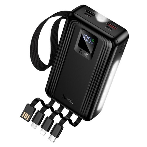 УМБ HOCO Jingyao power bank dual lighting four cables J173 (20000mAh) |2C/2A, PD/QC, 22.5W/3A| black
