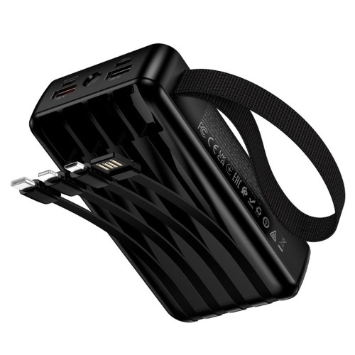 УМБ HOCO Jingyao power bank dual lighting four cables J173 (20000mAh) |2C/2A, PD/QC, 22.5W/3A| black