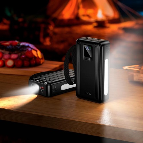 УМБ HOCO Jingyao power bank dual lighting four cables J173 (20000mAh) |2C/2A, PD/QC, 22.5W/3A| black