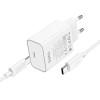 Адаптер мережевий HOCO Type-C to Type-C Benefit single port charger set C143A |1Type-C, 3A/20W, PD/QC| white
