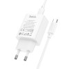 Адаптер мережевий HOCO Type-C to Type-C Benefit single port charger set C143A |1Type-C, 3A/20W, PD/QC| white