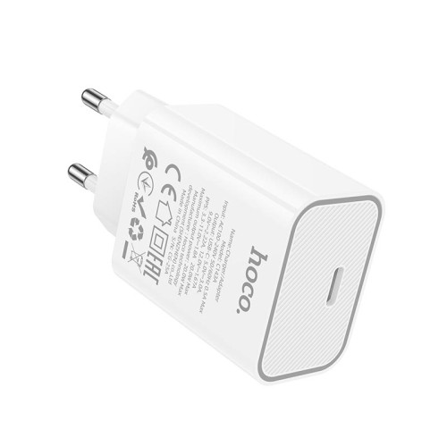 Адаптер мережевий HOCO Benefit single port charger C143A |1Type-C, 3A/20W, PD/QC| white