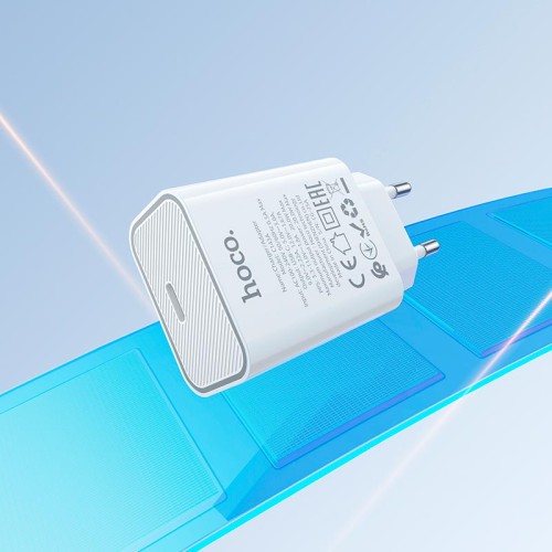 Адаптер мережевий HOCO Benefit single port charger C143A |1Type-C, 3A/20W, PD/QC| white