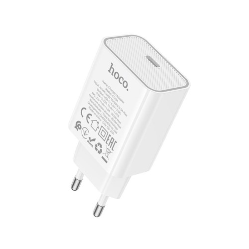 Адаптер мережевий HOCO Benefit single port charger C143A |1Type-C, 3A/20W, PD/QC| white