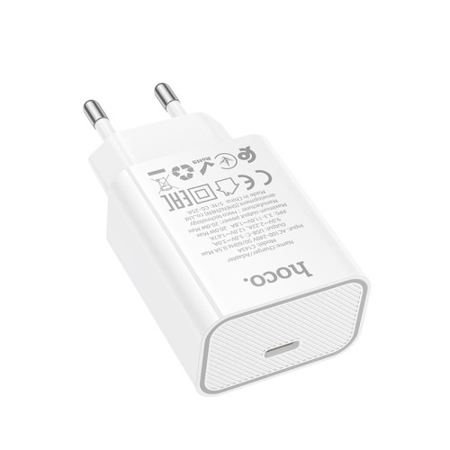 Адаптер мережевий HOCO Benefit single port charger C143A |1Type-C, 3A/20W, PD/QC| white