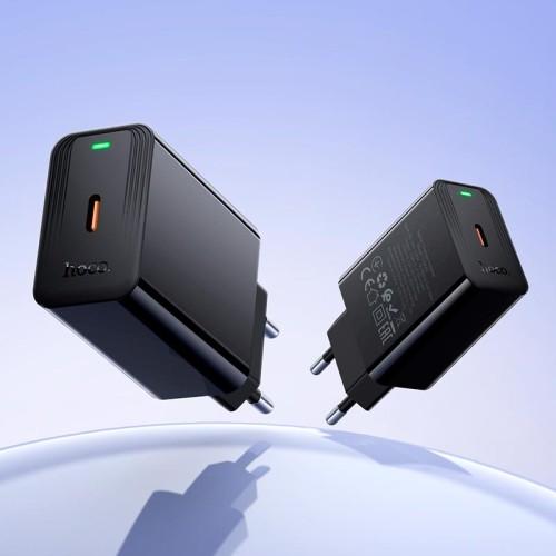 Адаптер мережевий HOCO C to C cable Leader single port charger set CS93A |1Type-C, 20W/3A, PD| black