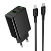 Адаптер мережевий HOCO C to C cable Leader charger set CS95A |1USB/1Type-C, PD/QC, 30W/3A| black