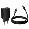 Адаптер мережевий HOCO C to C cable Leader charger set CS95A |1USB/1Type-C, PD/QC, 30W/3A| black