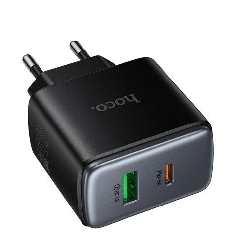 Адаптер мережевий HOCO Upgrade charger C158A |1USB/1Type-C, 45W/3A, PD/QC| black