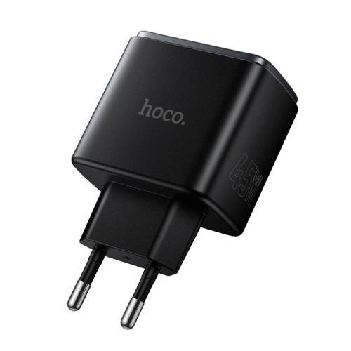 Адаптер мережевий HOCO Upgrade charger C158A |1USB/1Type-C, 45W/3A, PD/QC| black