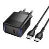 Адаптер мережевий HOCO C to C cable Lounge single port PD40W charger set CS113A |1C, PD/QC, 45W/3A| black