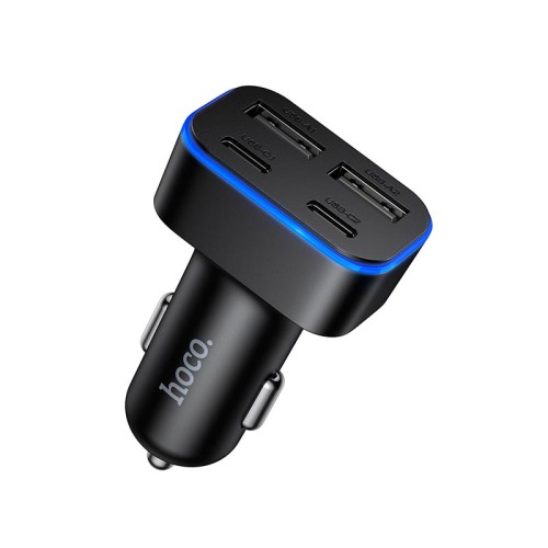 Адаптер автомобільний HOCO Barry four-port car charger Z63 |2USB/2Type-C, 15W/3A| black