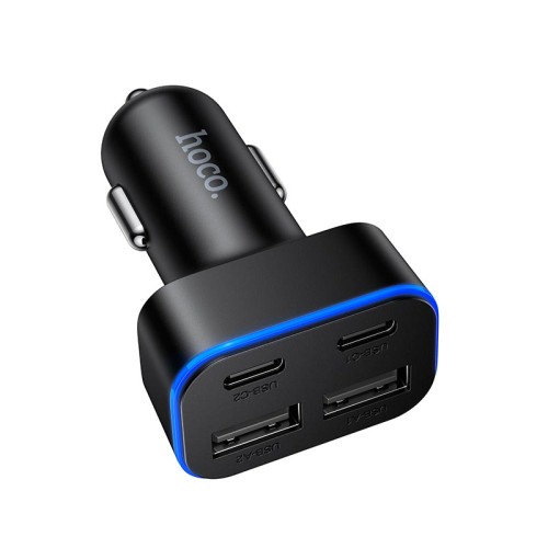 Адаптер автомобільний HOCO Barry four-port car charger Z63 |2USB/2Type-C, 15W/3A| black