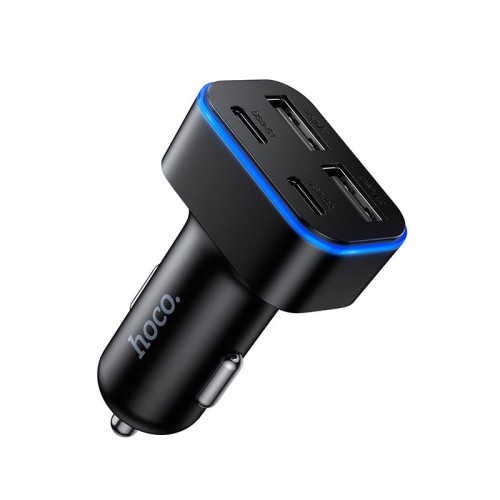Адаптер автомобільний HOCO Barry four-port car charger Z63 |2USB/2Type-C, 15W/3A| black