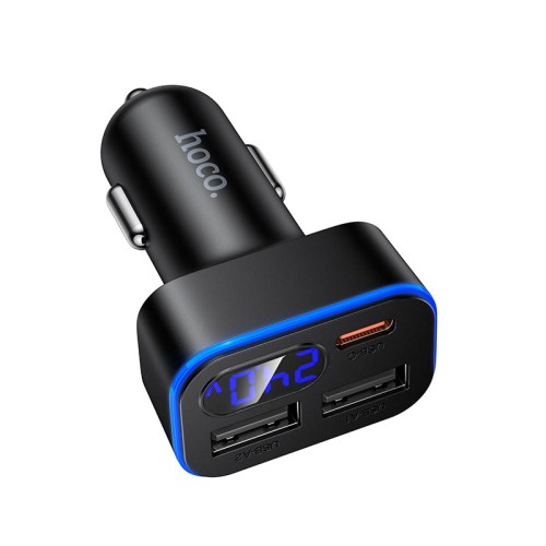Адаптер автомобільний HOCO Barry digital display car charger Z63A |2USB/1Type-C, 42W/3A, PD/QC| black