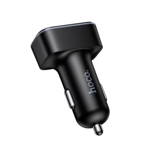 Адаптер автомобільний HOCO Barry digital display car charger Z63A |2USB/1Type-C, 42W/3A, PD/QC| black