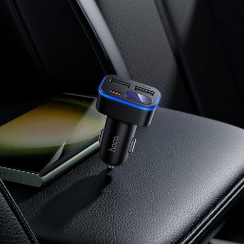 Адаптер автомобільний HOCO Barry digital display car charger Z63A |2USB/1Type-C, 42W/3A, PD/QC| black