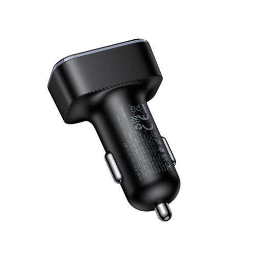 Адаптер автомобільний HOCO Barry dual port digital display car charger Z63B |1USB/1Type-C, 48W/3A, PD/QC| black