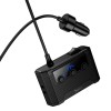 Адаптер автомобільний HOCO Anshun digital display 3-in-1 cigarette lighter car charger Z64 |2USB/2Type-C, 15W USB+240W DC| black