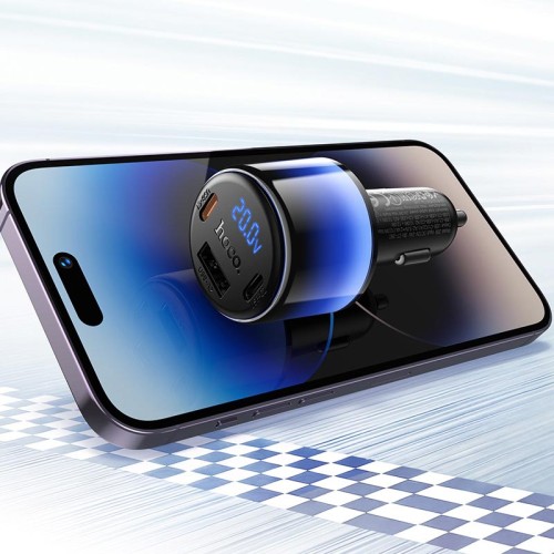 Адаптер автомобільний HOCO Vivido PD37W car charger with digital display Z69A |2C/1A, PD25W/3A| black