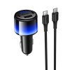 Адаптер автомобільний HOCO C to C cable Vivido PD37W car charger with digital display set Z69A |2C/1A, PD25W/3A| black