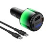 Адаптер автомобільний HOCO C to C cable Vivido PD57W car charger with digital display set Z69B |2C/1A, PD45W/3A| black