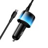 Адаптер автомобільний HOCO C to C cable Vivido PD57W car charger with digital display set Z69B |2C/1A, PD45W/3A| black