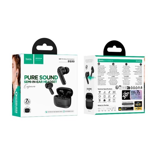 Навушники сетевой HOCO Eufonia true wireless BT headset EQ30 |BT6.0, 40/300mAh, 7h| white