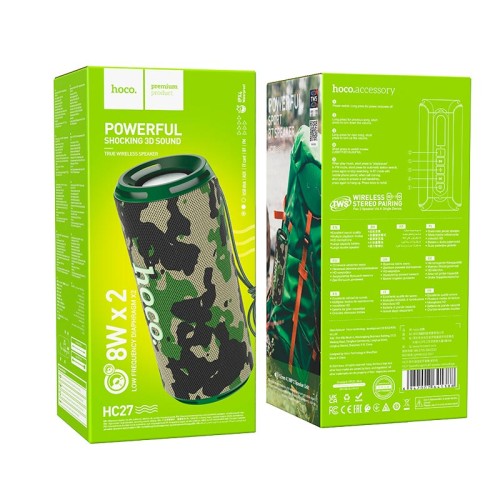 Акустика HOCO Soundful sports BT speaker HC27 IPX4 |8Wx2, TWS/USB/TF/FM| black