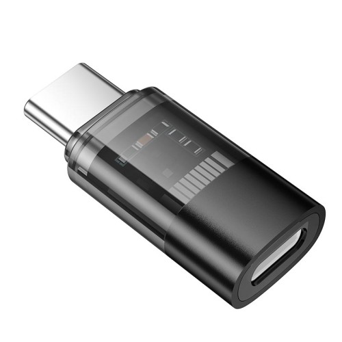 Перехідник HOCO C male to iP female transparent adapter UA36D |480Mbps, 3A| black
