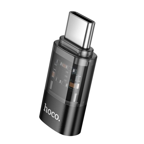 Перехідник HOCO C male to iP female transparent adapter UA36D |480Mbps, 3A| black