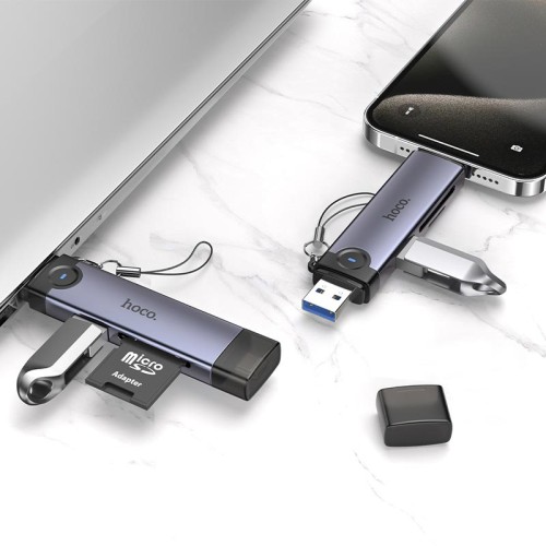 Перехідник HOCO Victory USB/Type-C 3-in-1 card reader HB56 |5Gbps/SD, 480Mbps/USB| 