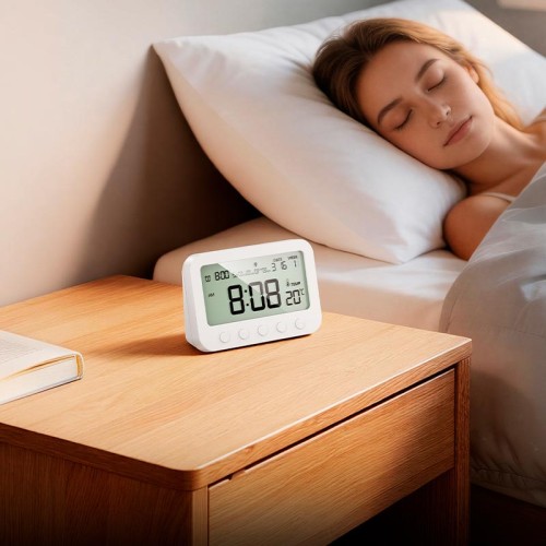 Термометр HOCO Indoor digital alarm clock with thermometer HX44 white