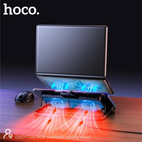 Куллер для Ноутбука HOCO Cool RGB notebook cooling stand DH19 |360x255x28mm, 17", 2usb, 10 RGB Modes| black