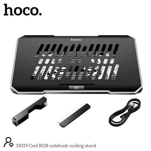 Куллер для Ноутбука HOCO Cool RGB notebook cooling stand DH19 |360x255x28mm, 17", 2usb, 10 RGB Modes| black
