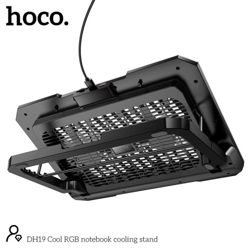 Куллер для Ноутбука HOCO Cool RGB notebook cooling stand DH19 |360x255x28mm, 17", 2usb, 10 RGB Modes| black