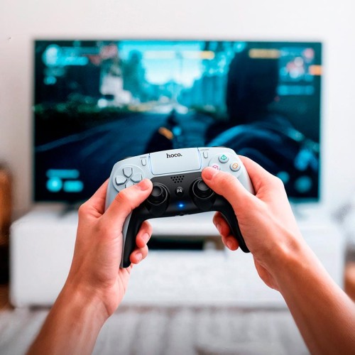 Ігровий контролер HOCO Phoenix PS4/PC wireless game controller GA1 |8h, BT4.2, 3.5mm, Trackpad, RGB| white