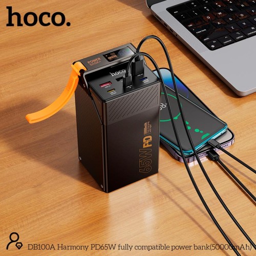 УМБ HOCO Harmony PD65W fully compatible power bank DB100A 50000mAh |3A/3C, PD/QC, 65W/4.5A| black