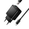 Адаптер мережевий HOCO Type-C cable set Smart PD multi-protocol charger C157A |1USB/1Type-C, 30W/3A, PD/QC| black